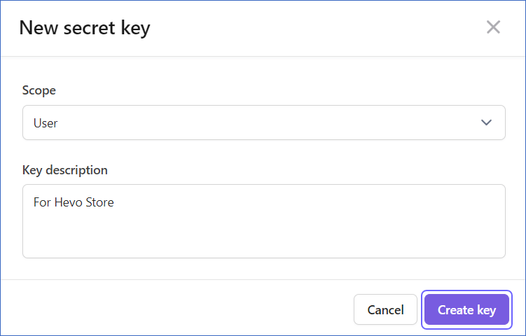 Click Create key