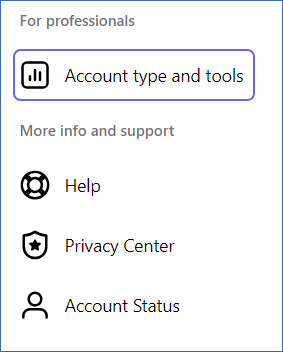 Account type and tools