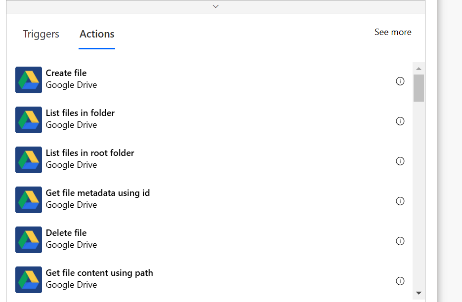 google drive actions