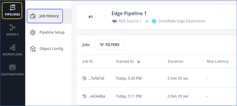 Job History ToolBar