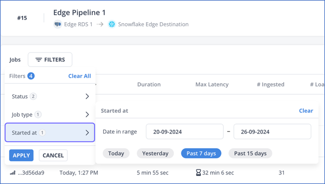 Filter by Start Time