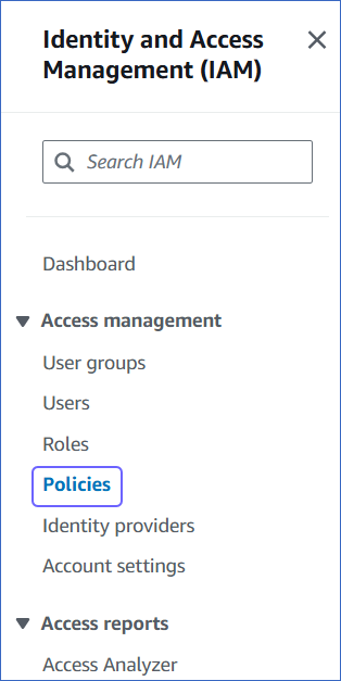 AWS nav bar