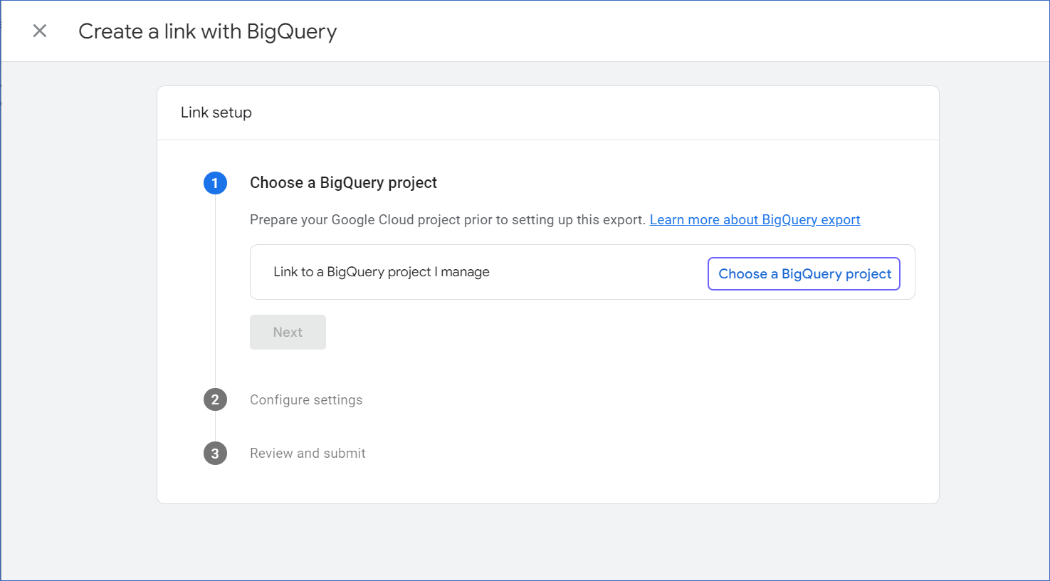 Choose a BigQuery Project