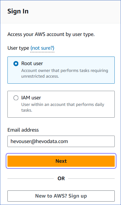 Specify email address