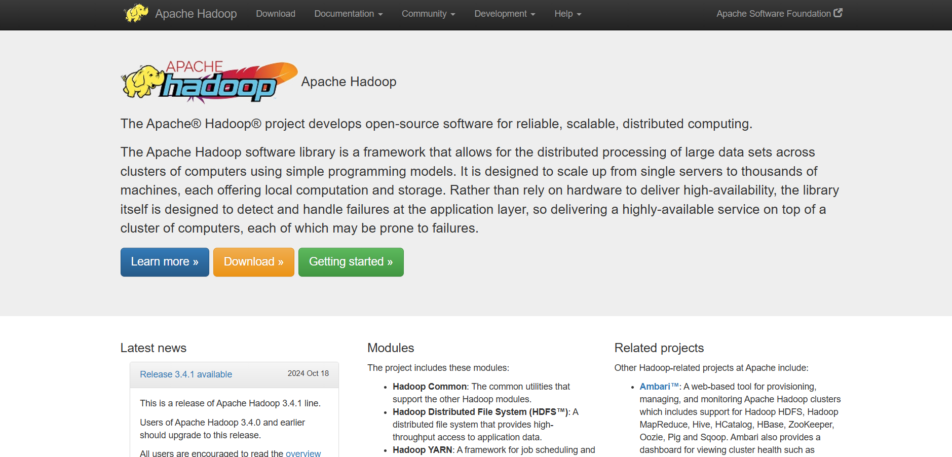 Hadoop Home page