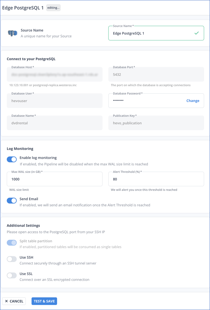 Edit Source Configuration