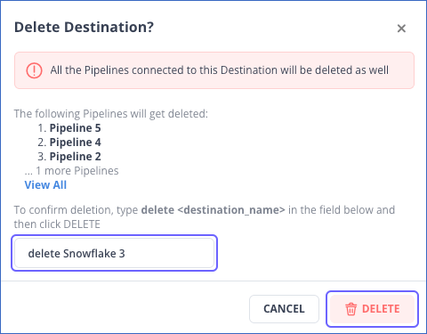 Confirm Delete Destination