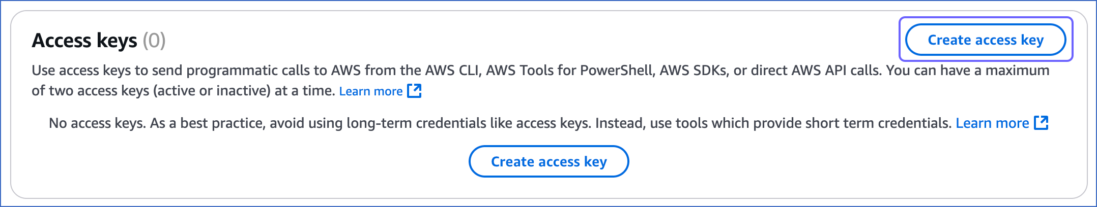 Create access key
