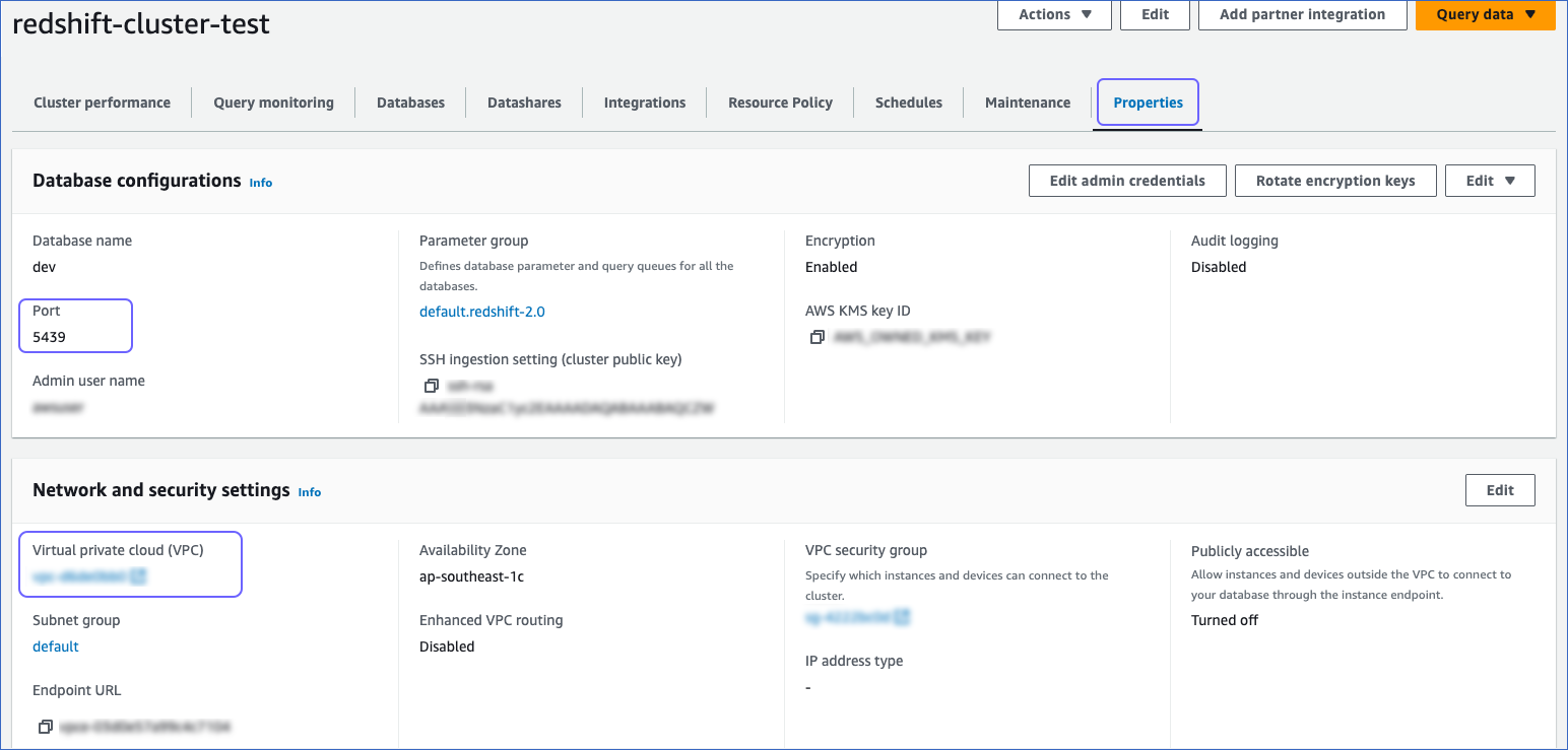 Redshift VPC and Port