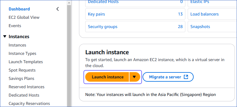 Launch instance