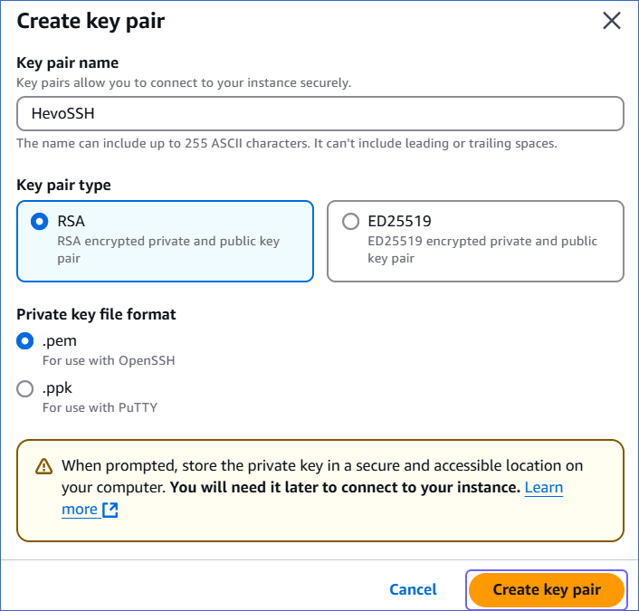 Create key pair
