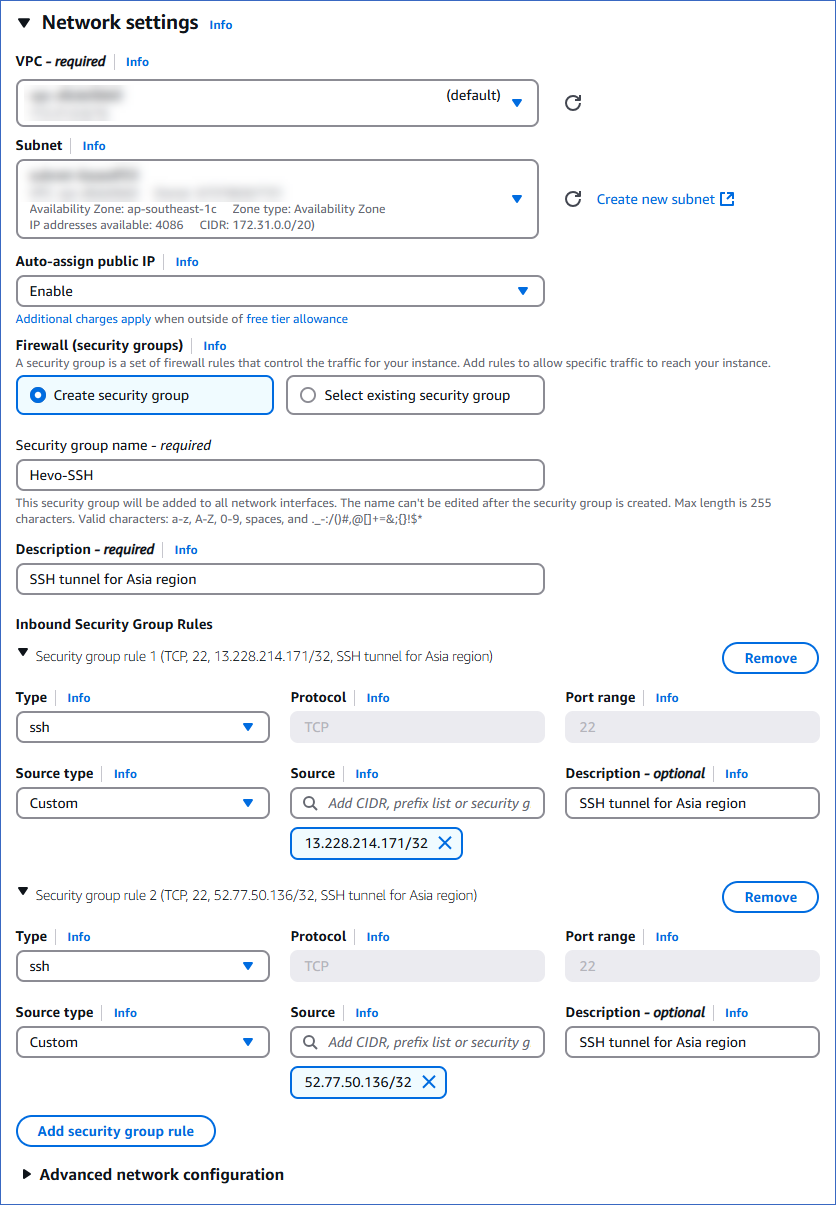 Network settings