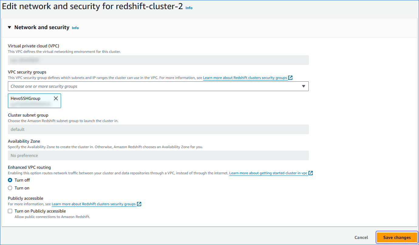 Whitelist for Redshift