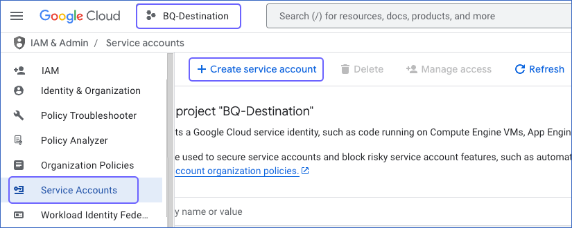 Add Service Account