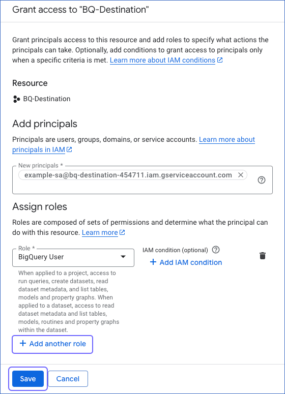 Assign Roles to Existing Service Account