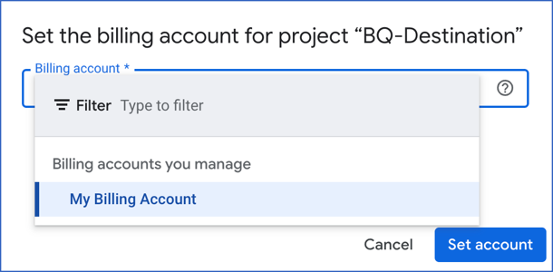 Select the Billing Account