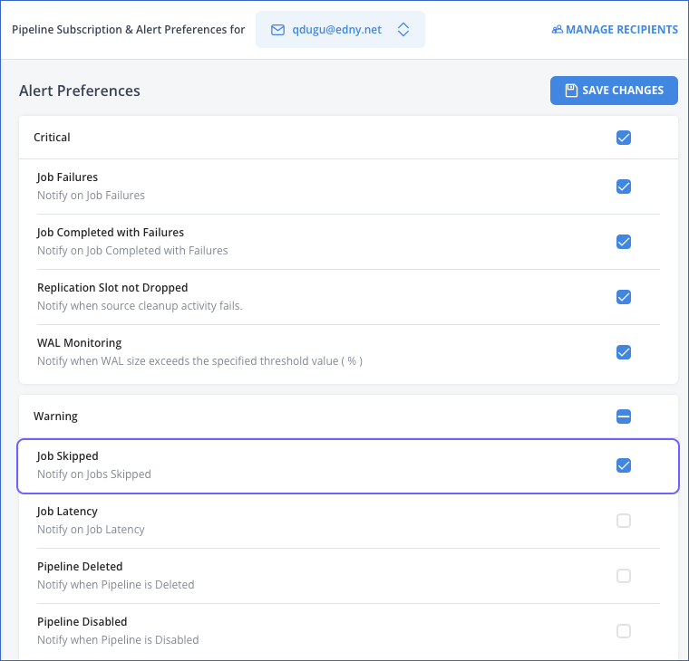 Customize Alerts