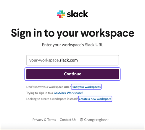 Sign In to Slack Workspace