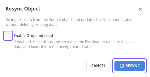 Confirm Resync Object