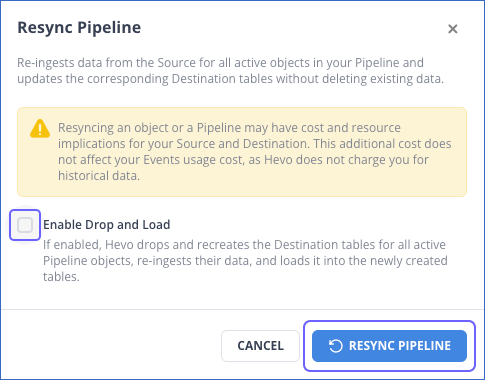 Confirm Resync Pipeline