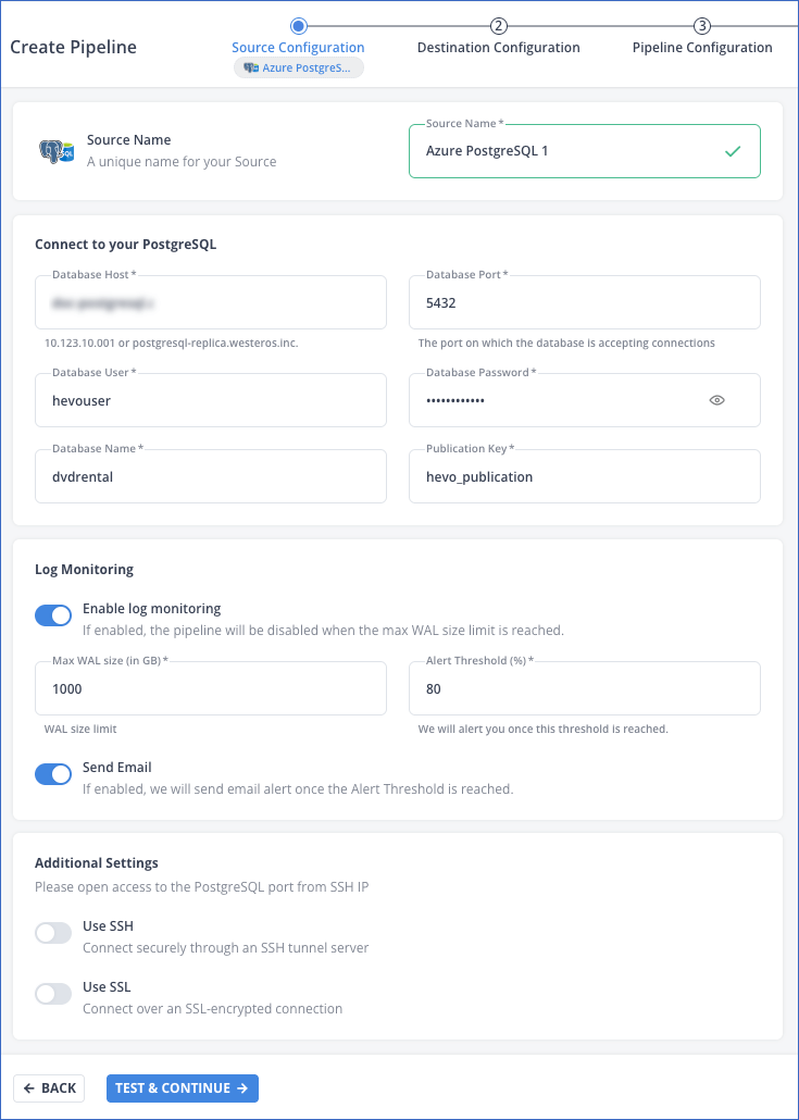 Configure Azure PostgreSQL Source
