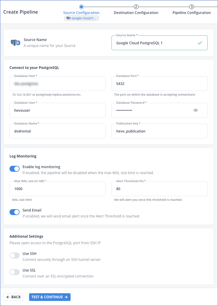 Configure Google Cloud PostgreSQL