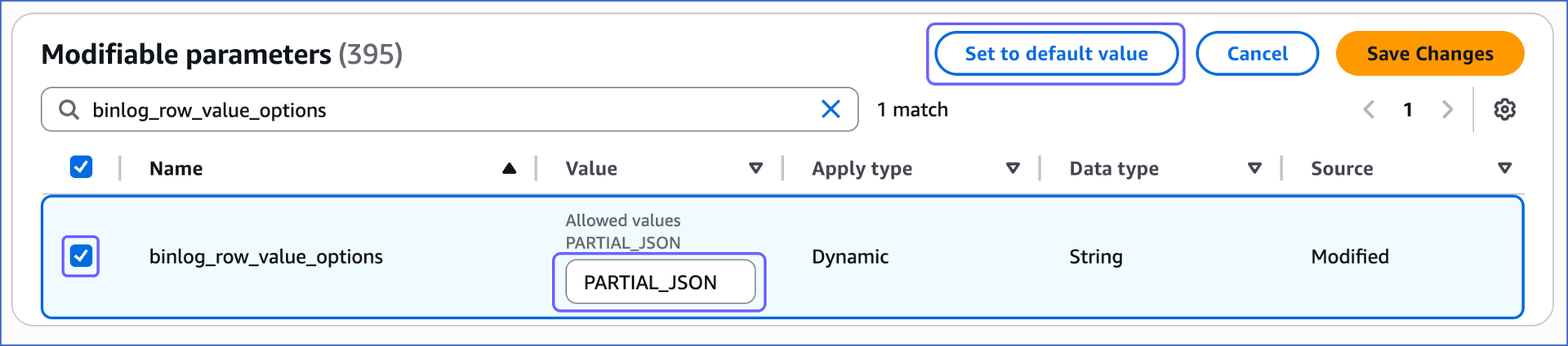 Set to default value