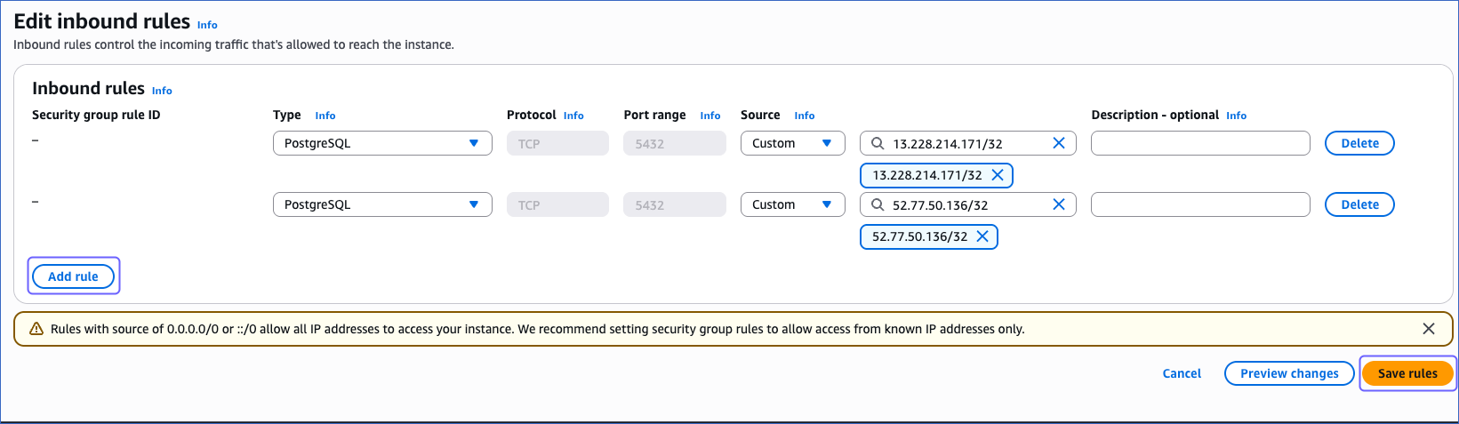 Save Inbound Rules