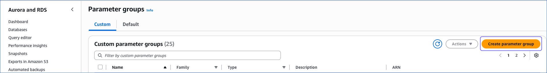 Create a parameter group