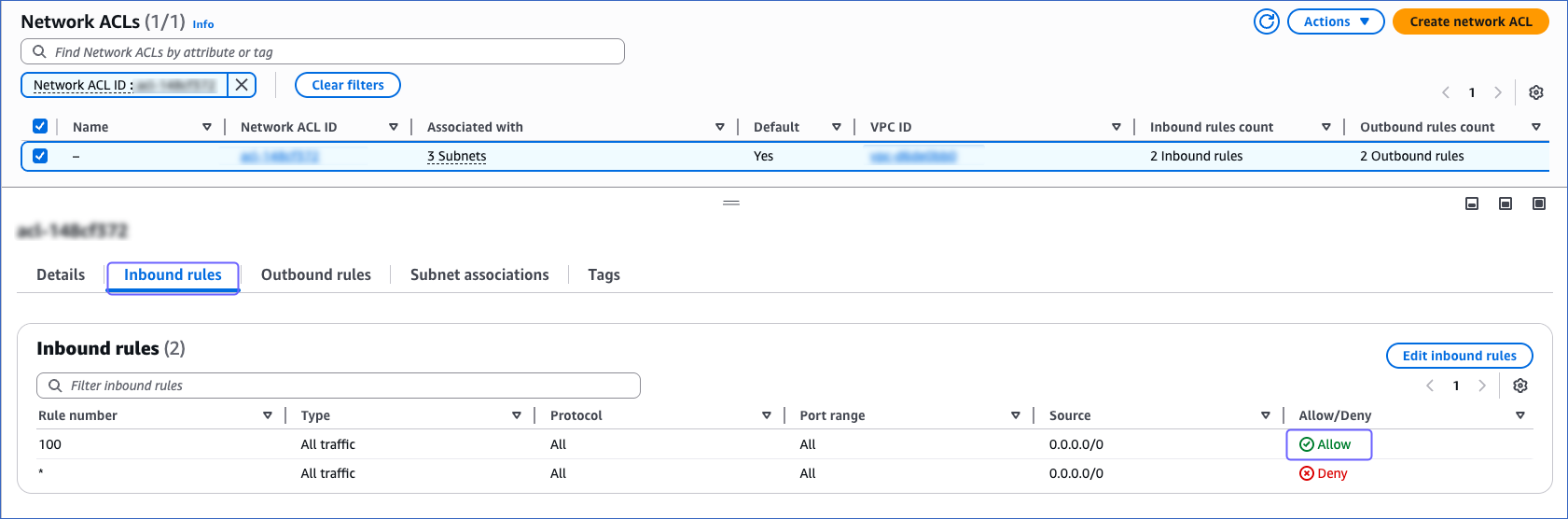 Modify inbound rules