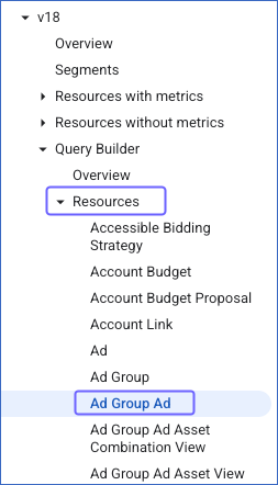 Ad Group Ad resource
