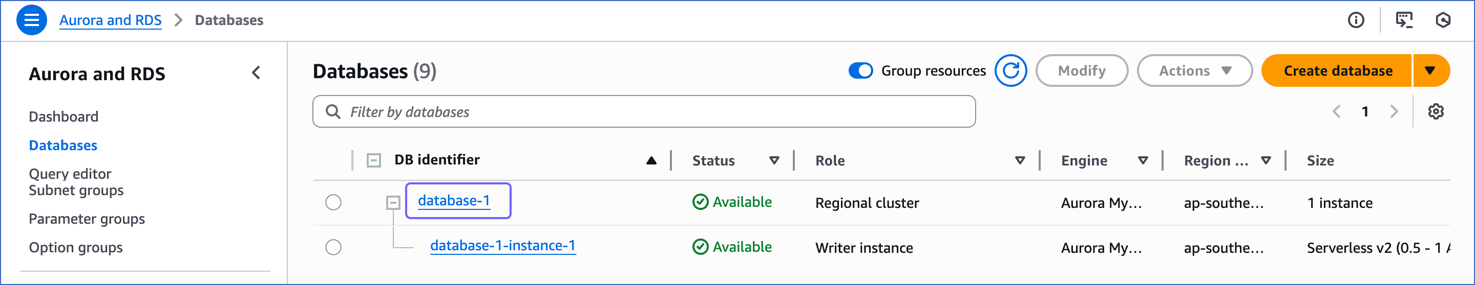 Select DB Identifier