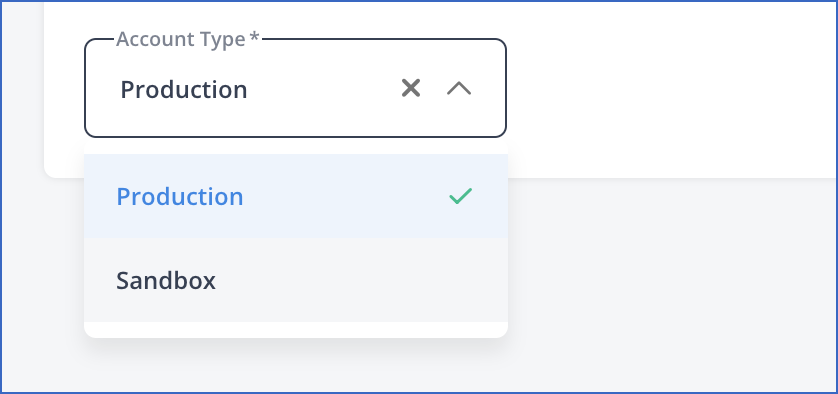 Account Type Dropdown
