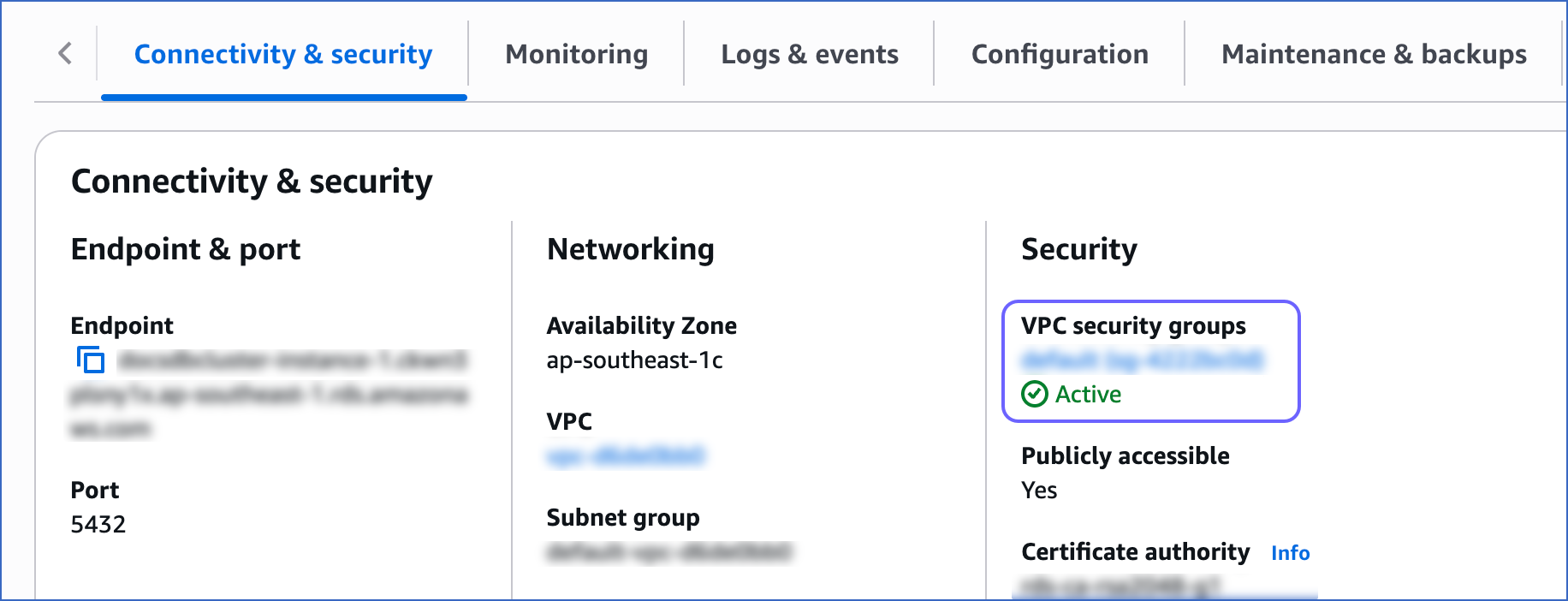 VPC Security groups
