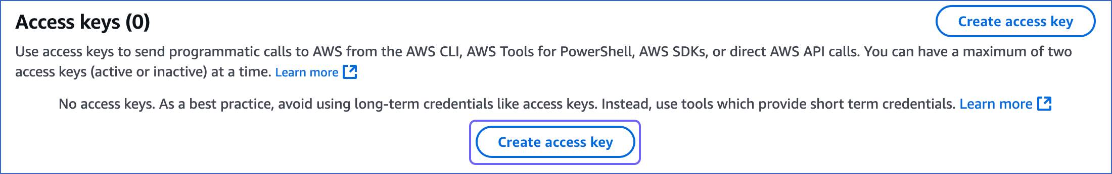 Create Access Key