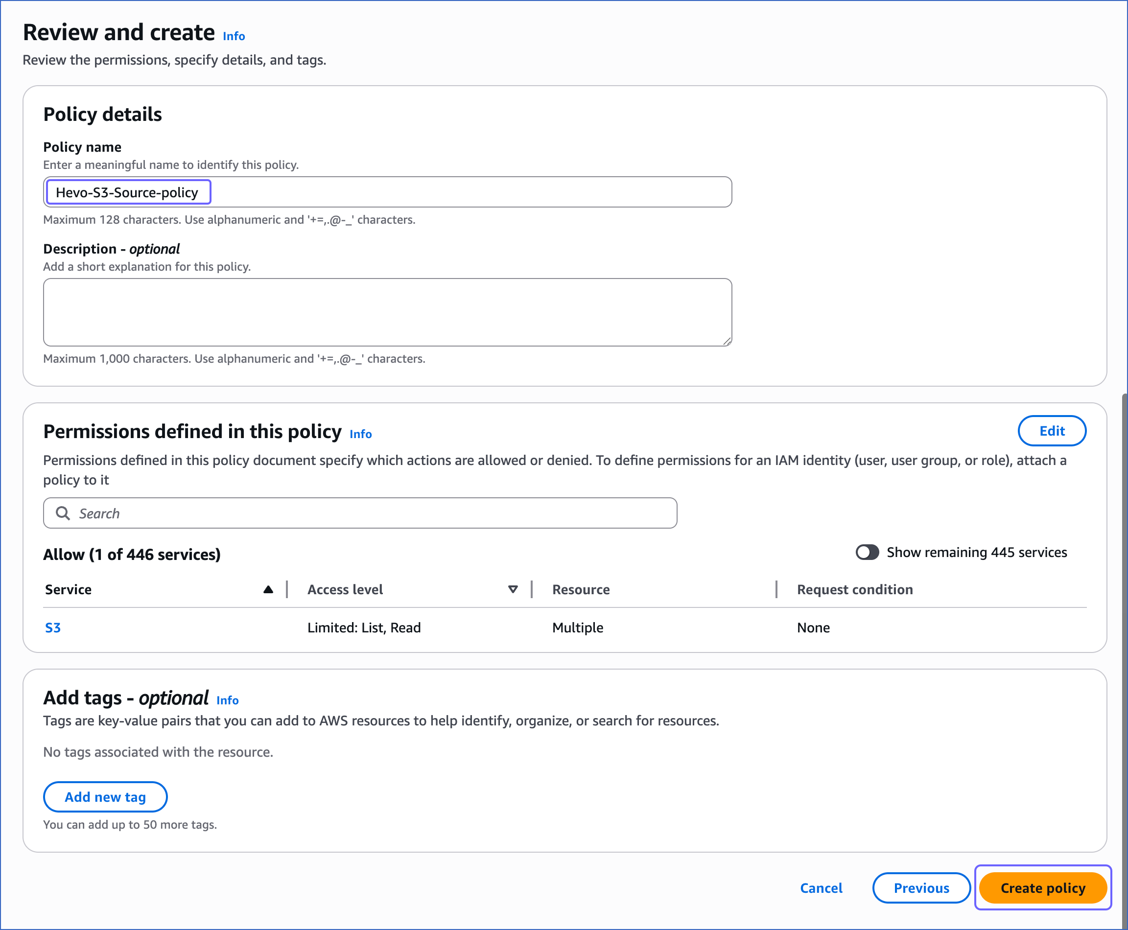 Review and Create Policy