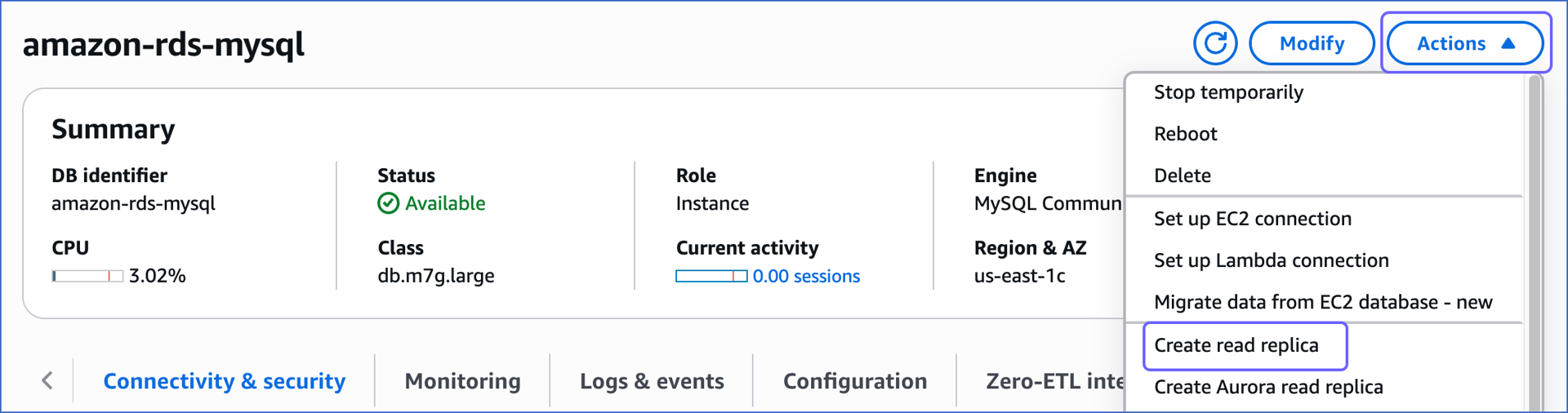 Create read replica