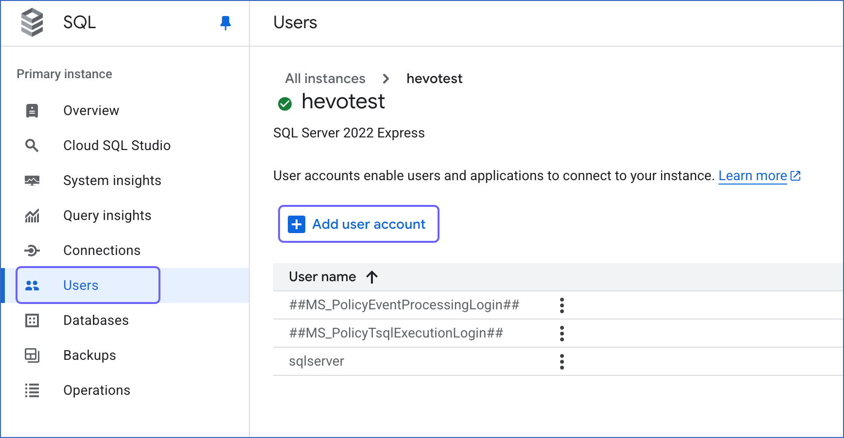 Click add user account