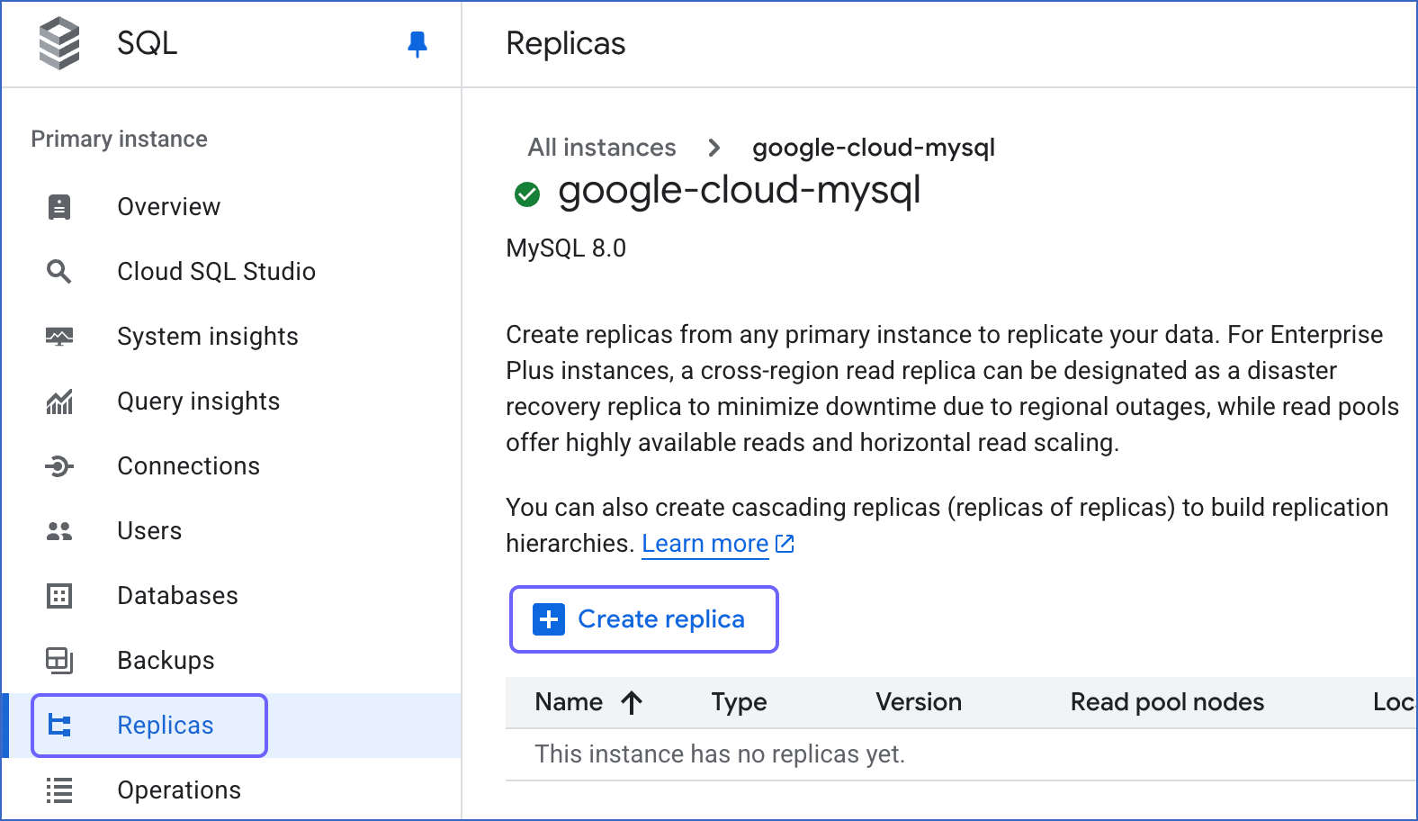 Create replica