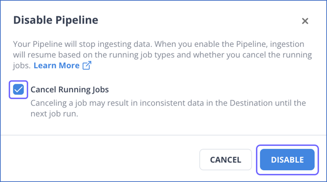 Confirm Disable Pipeline