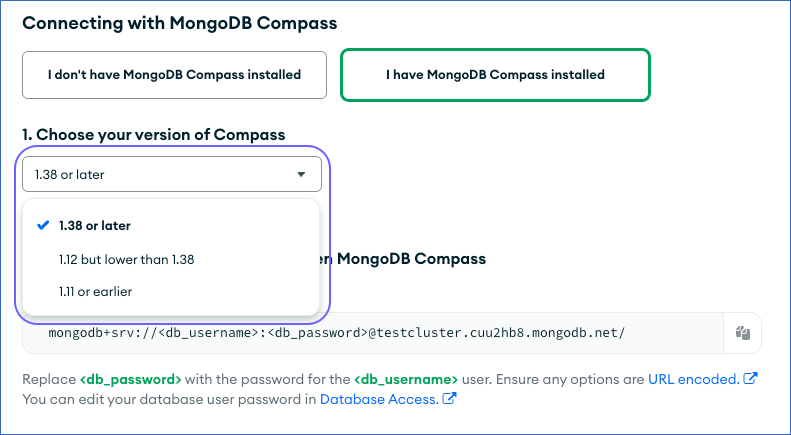 Select Compass Version
