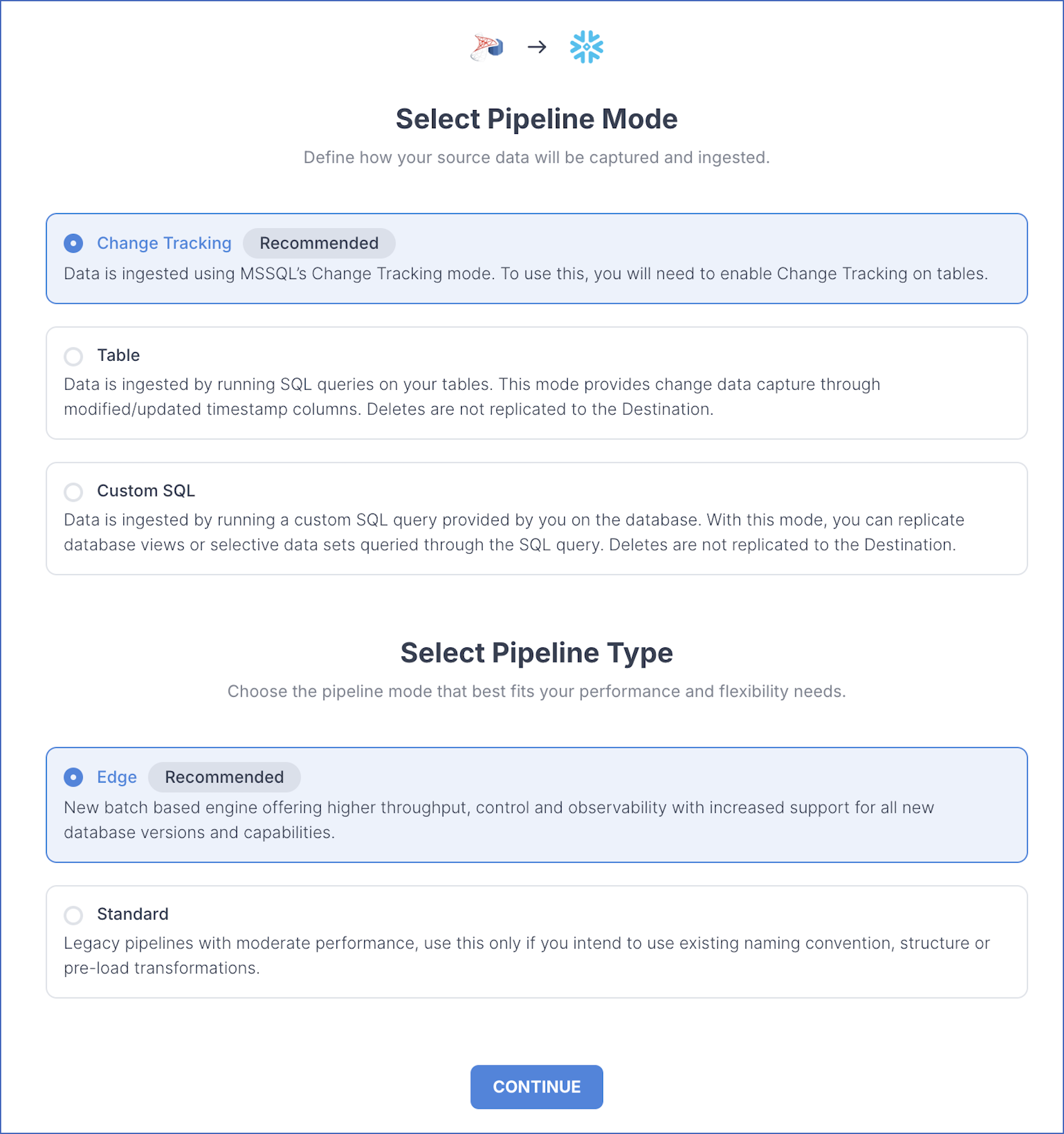 Select Pipeline Mode