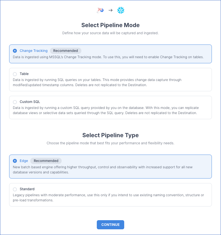Select Pipeline Mode