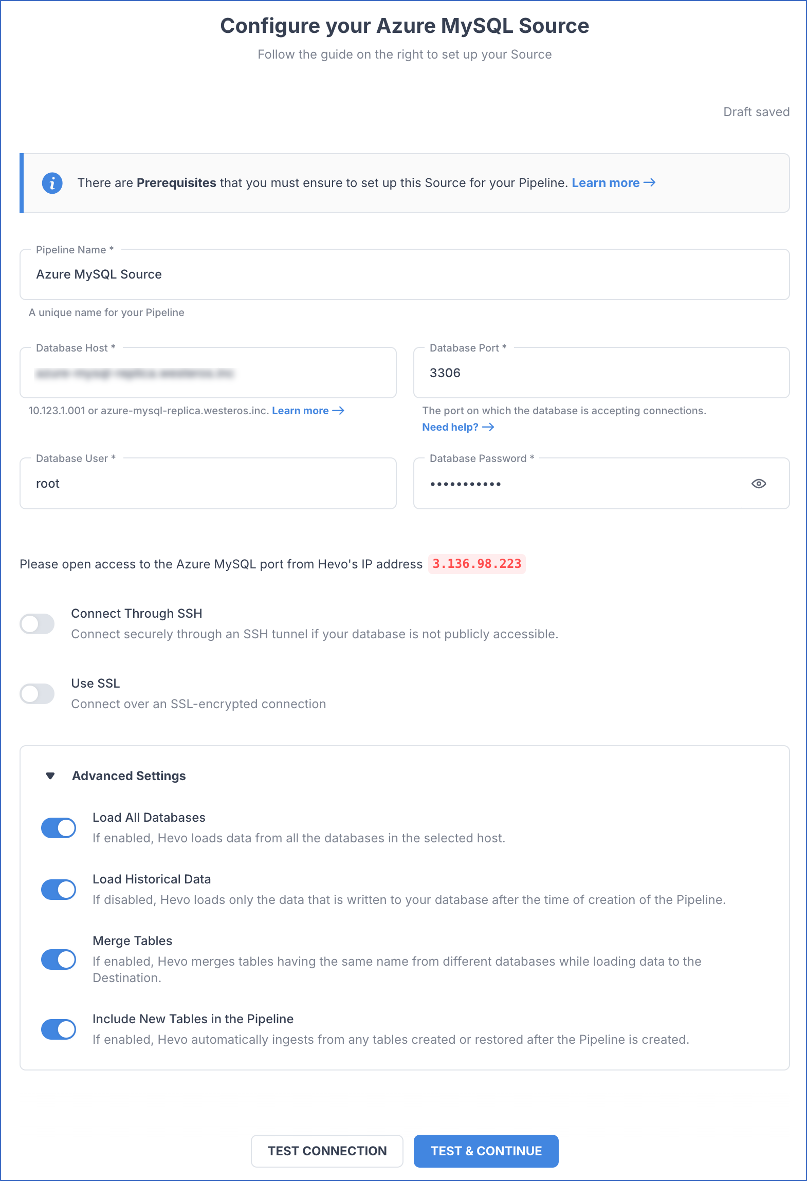 Azure MySQL settings