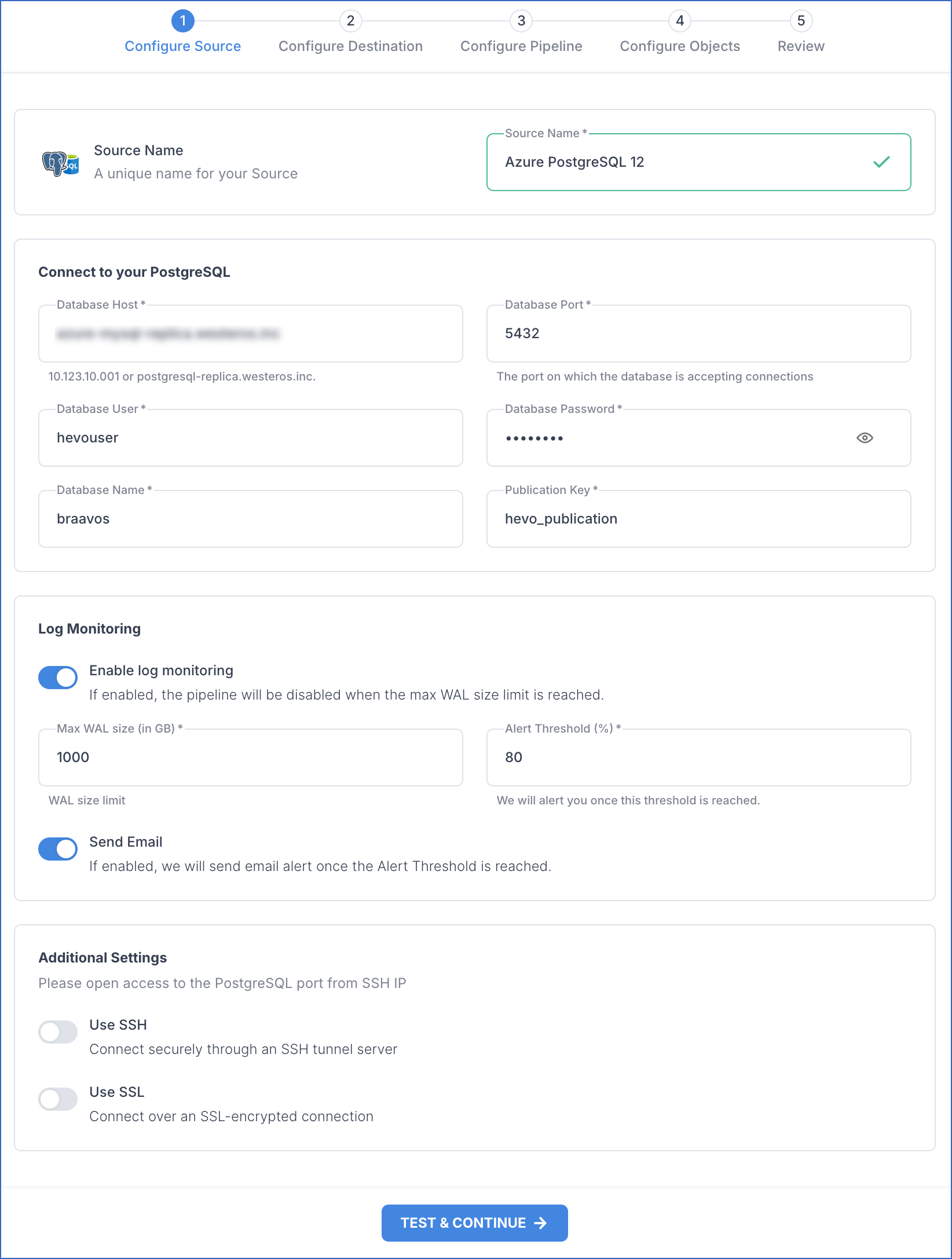 Configure Azure PostgreSQL Source