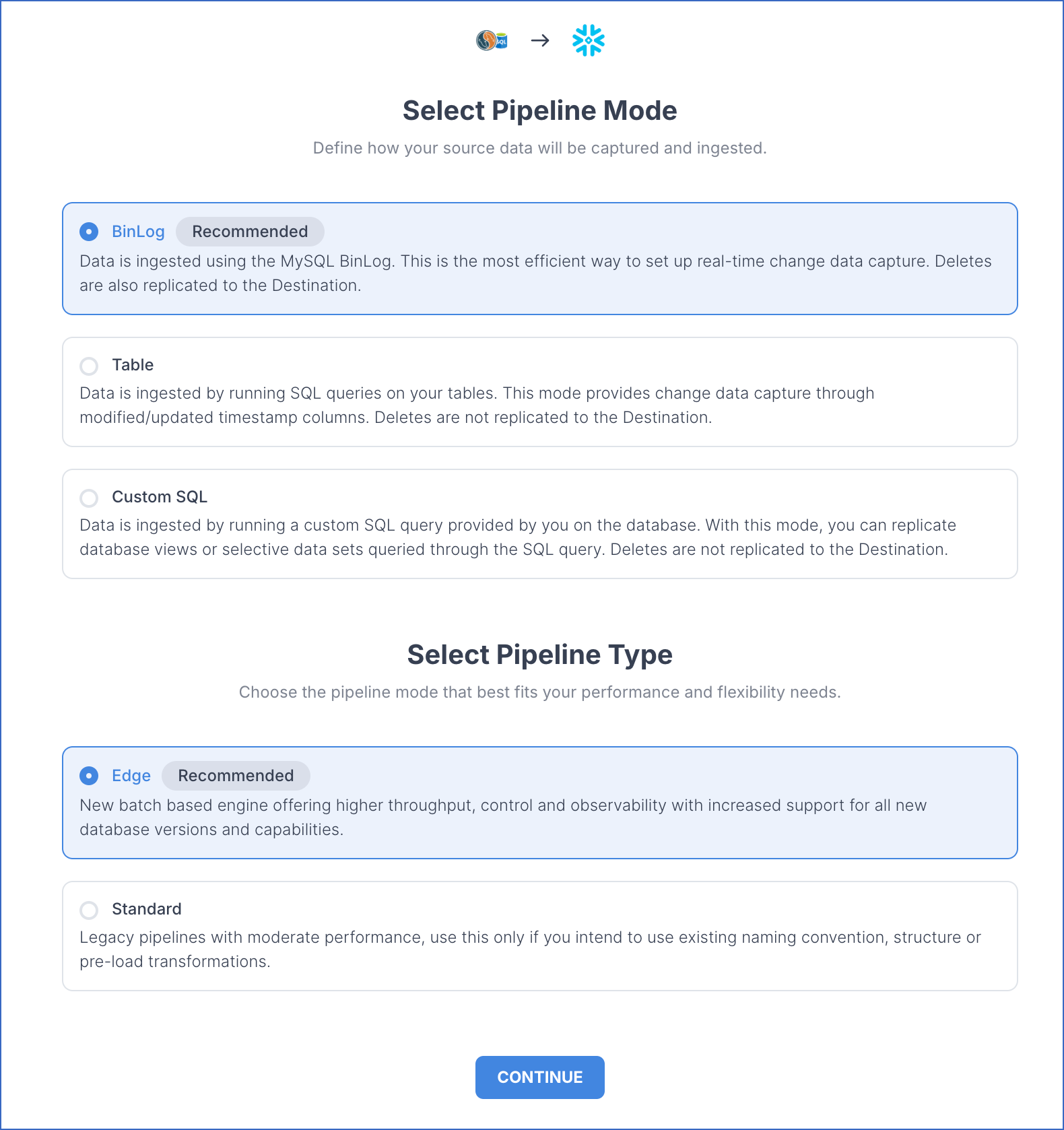 Select Pipeline Mode