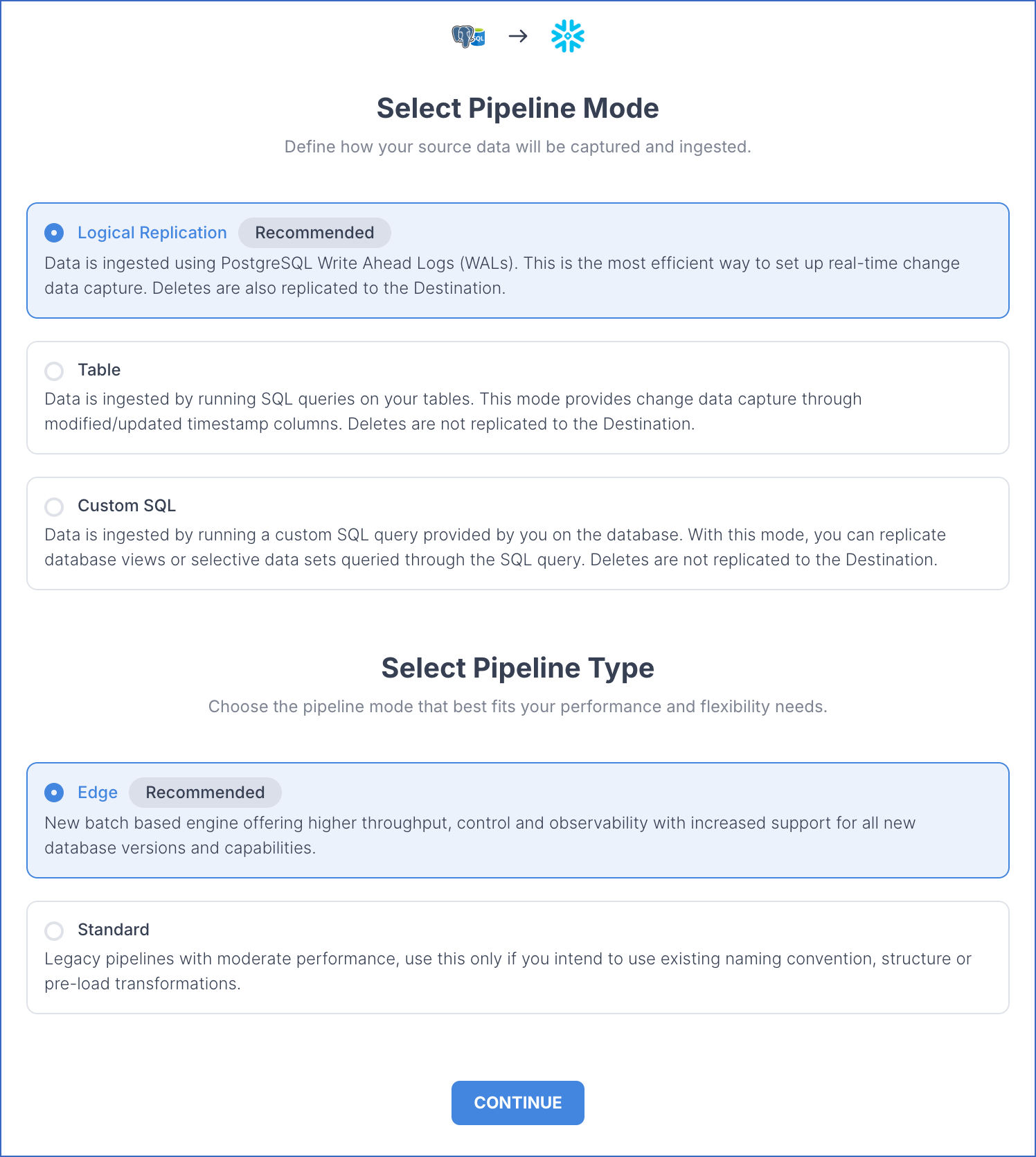 Select Pipeline Mode