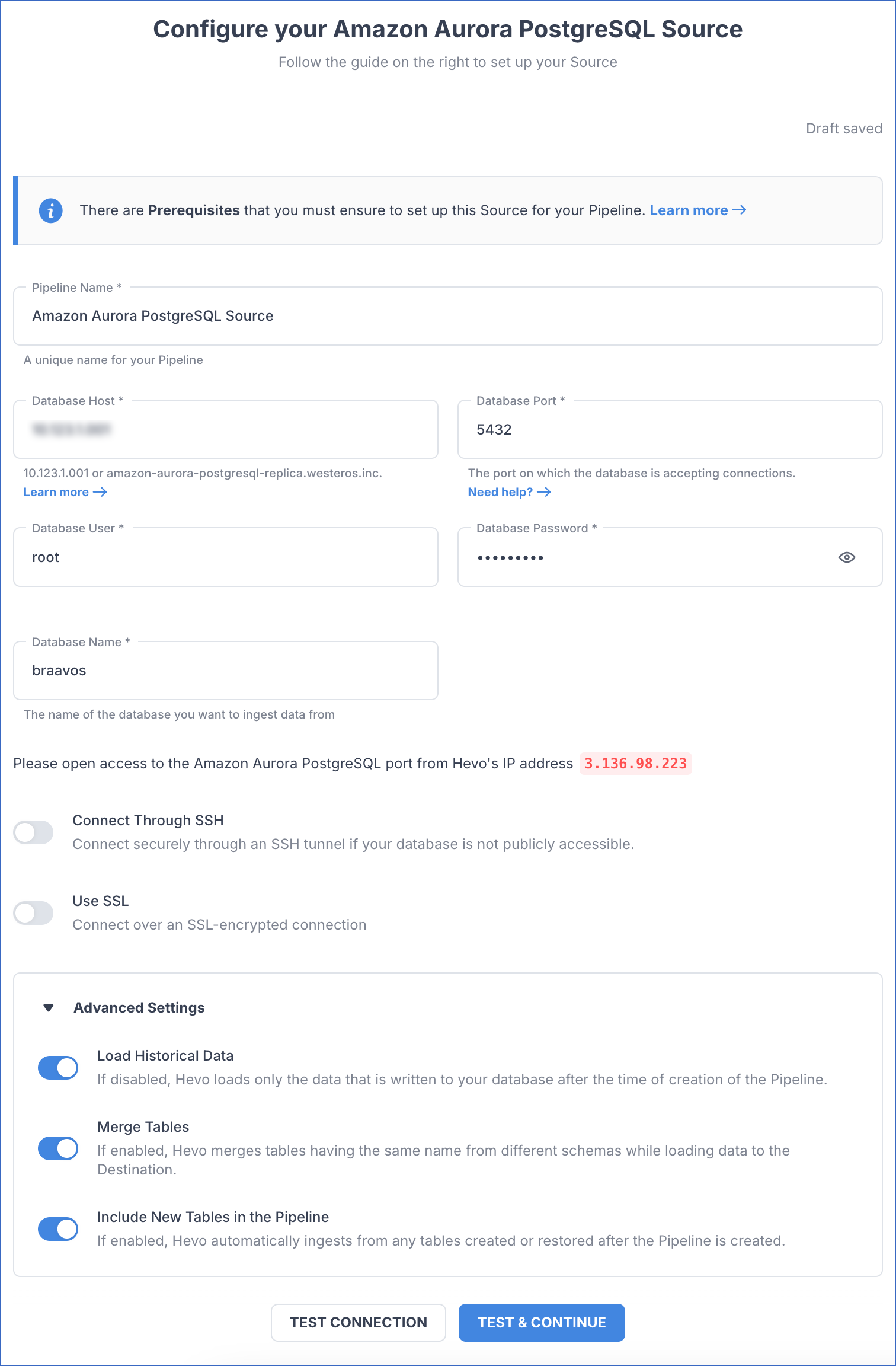 Amazon Aurora PostgreSQL settings