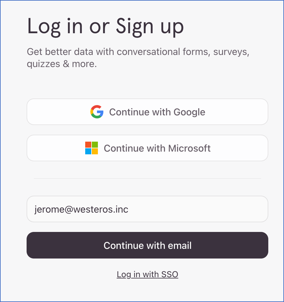 Sign in to your Typeform account