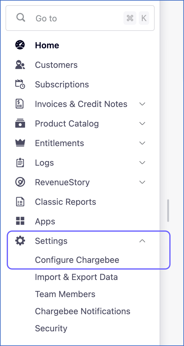Configure Chargebee